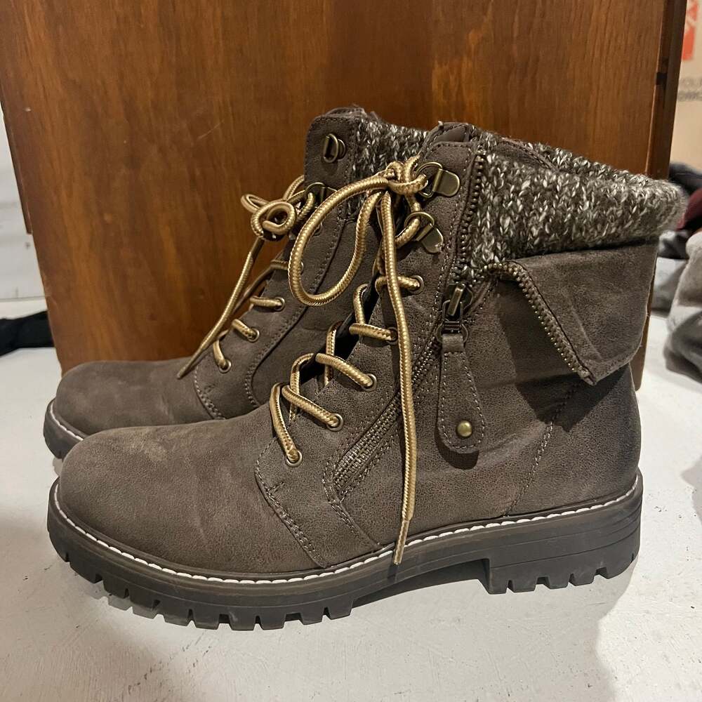 Cliffs by White Mountain Mandy Stone Distressed Fabric Ankle Bootie